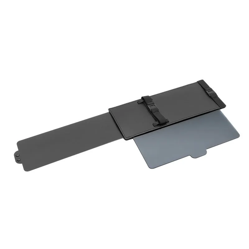Portable retractable anti-glare car sun shade in PU leather for universal vehicle fit, black colour option