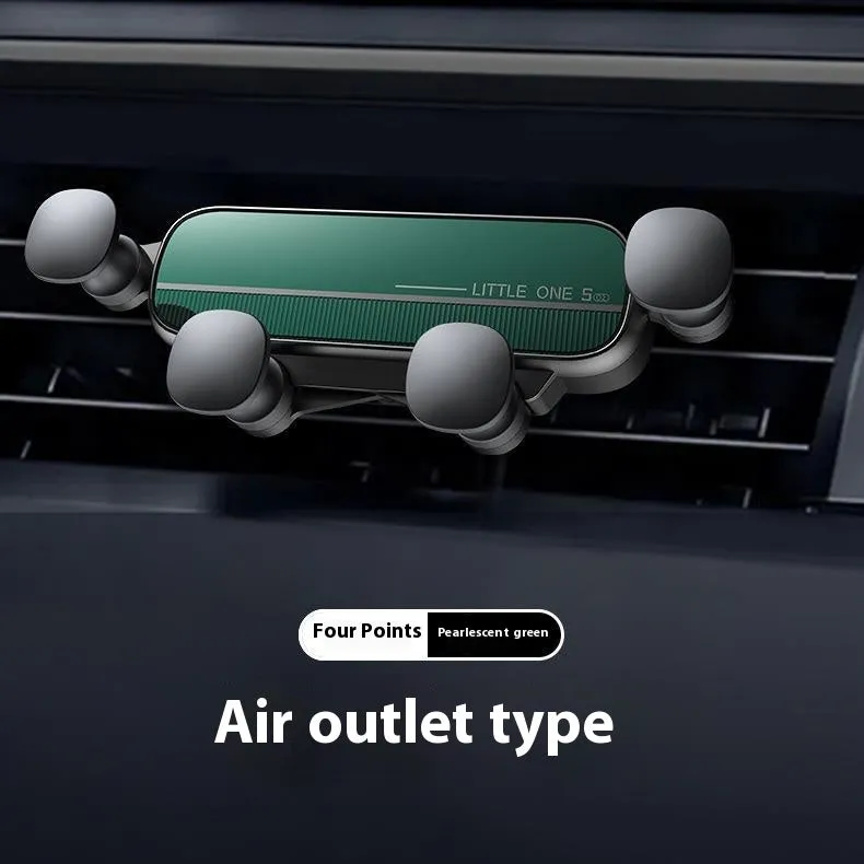 Gravity damping car air outlet phone mount in elegant silver with 17mm ball head sucker and 48g weight