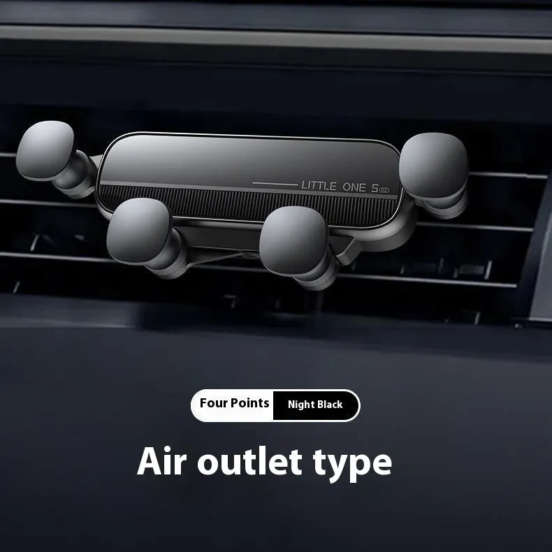 Gravity damping car air outlet phone mount in elegant silver with 17mm ball head sucker and 48g weight