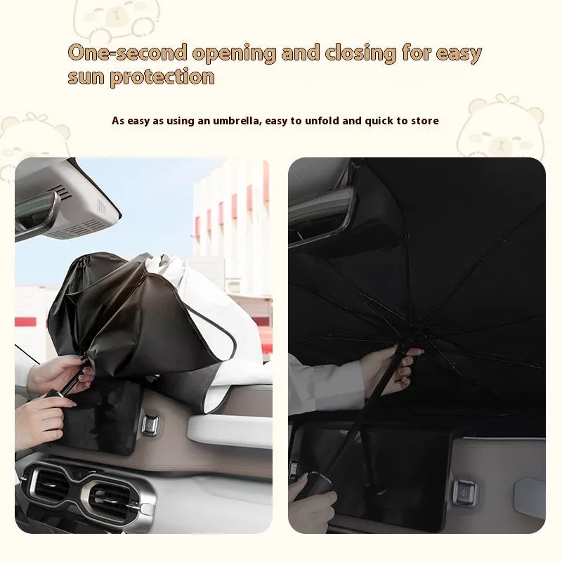 Retractable cartoon car sunshade with dolphin pattern in large size for general vehicles heat insulation