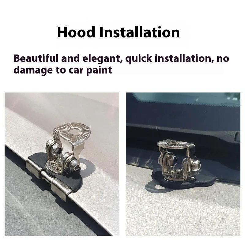 Black stainless steel car hood universal bracket clip holding an LED tube under vehicle bonnet edge