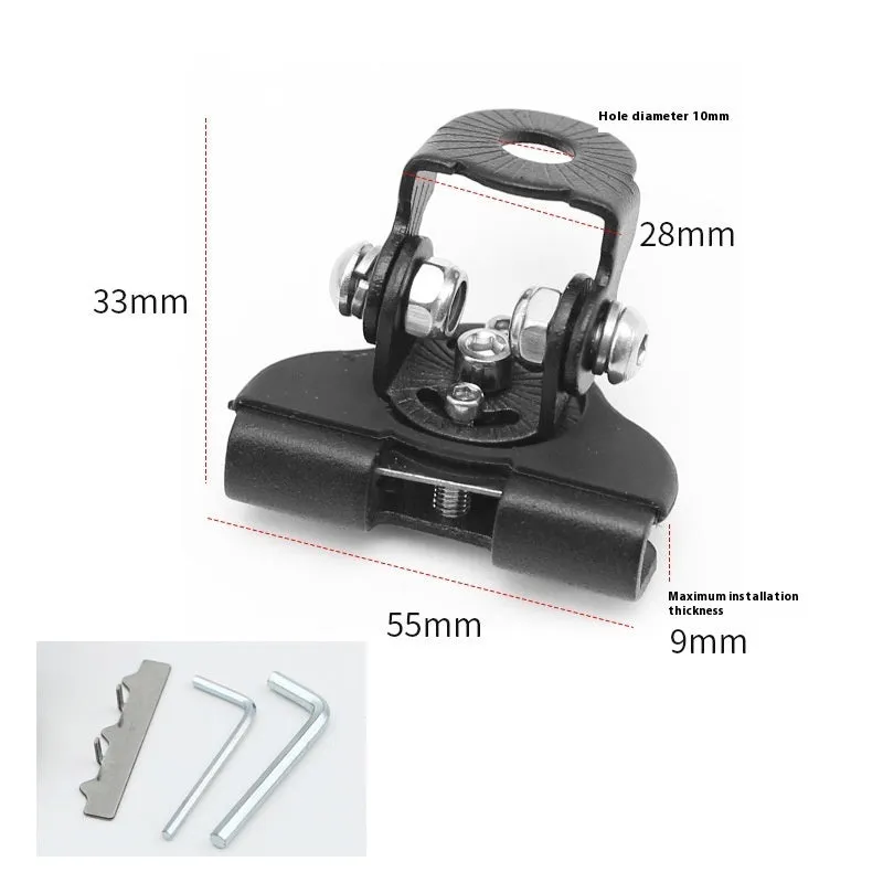 Black stainless steel car hood universal bracket clip holding an LED tube under vehicle bonnet edge