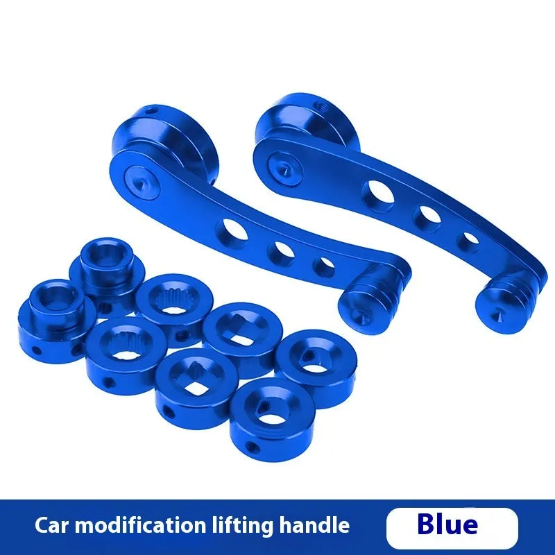 Set of four alloy car door handles in red blue black and silver colours