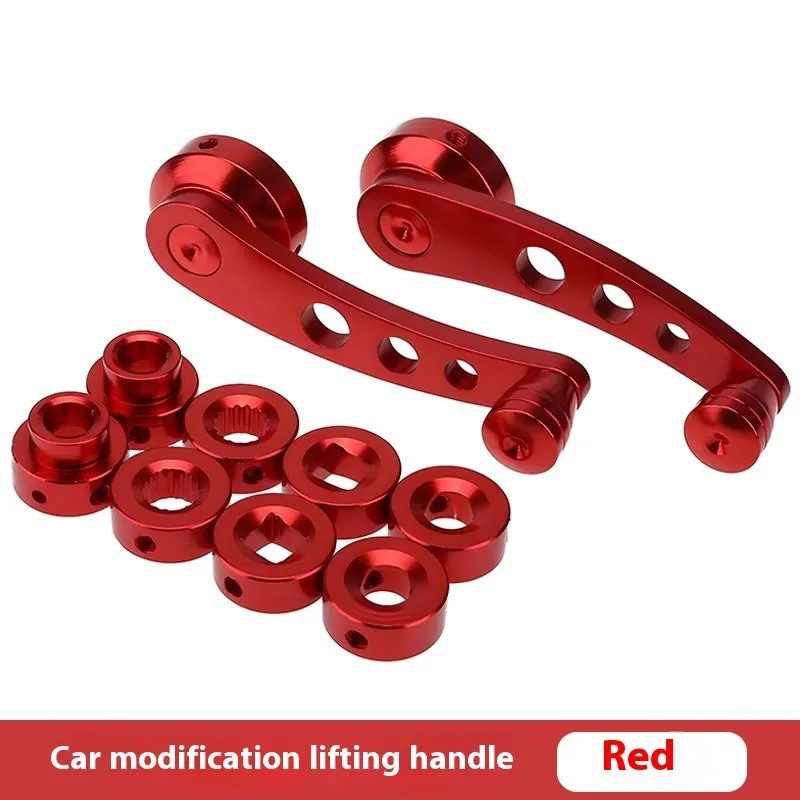 Set of four alloy car door handles in red blue black and silver colours