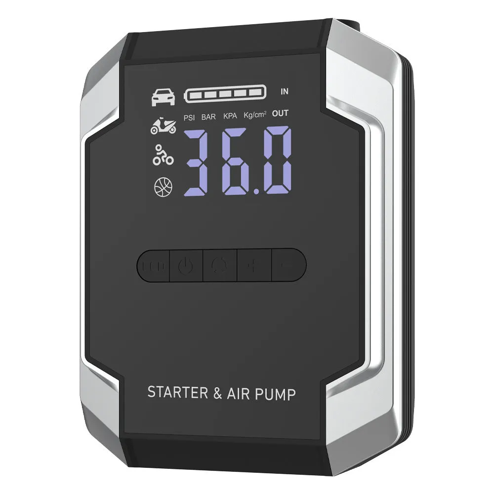 12V car jump starter and air pump in intelligent Eva bag, ABS housing, 21.8x18.3x10.8cm Smart Version Plus Package