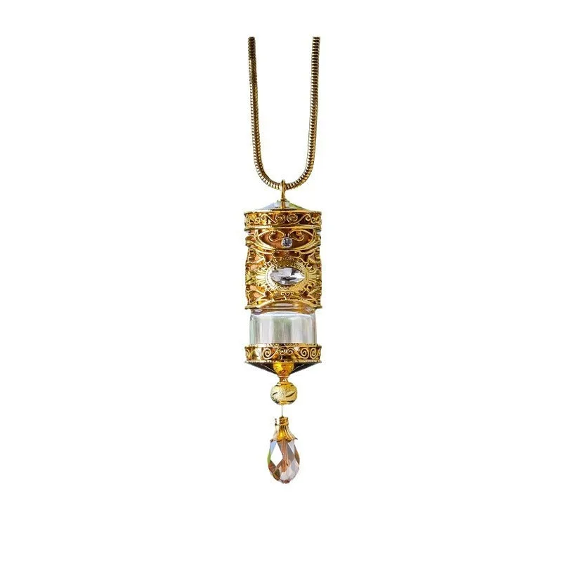 Alloy car suspension hanging pendant with aromatherapy beads, golden magic colour option, on rearview mirror