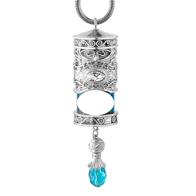 Alloy car suspension hanging pendant with aromatherapy beads, golden magic colour option, on rearview mirror