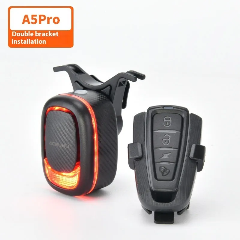 Compact bicycle taillight with intelligent brake sensing and wireless remote control, 5.4x3.6x3.1cm