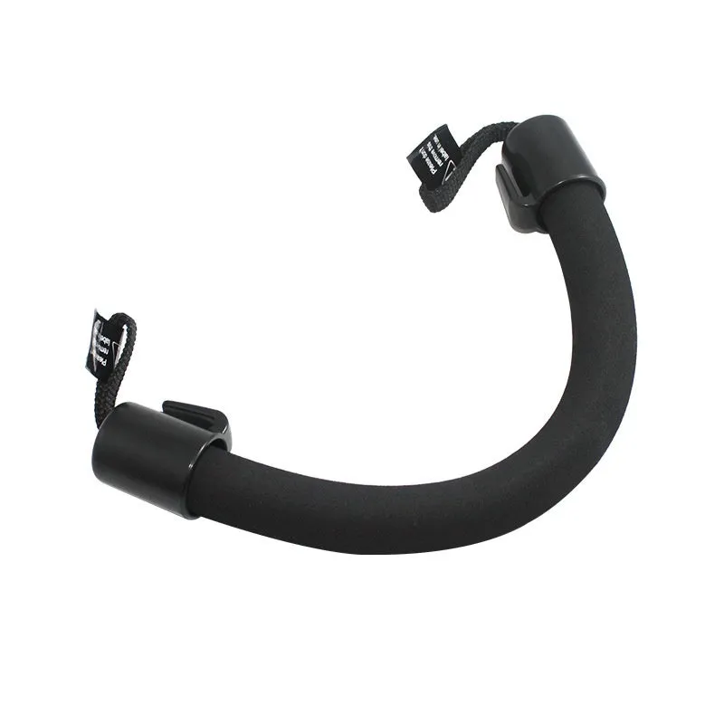 Black car seat back safety armrest made of EVA and ABS, 30.2 x 3.5 cm, installed behind seat