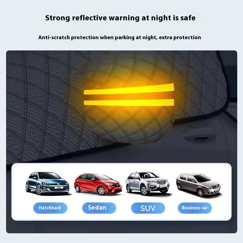Thickened aluminium foil car windshield snow cover with anti-skis and door holders for general vehicles
