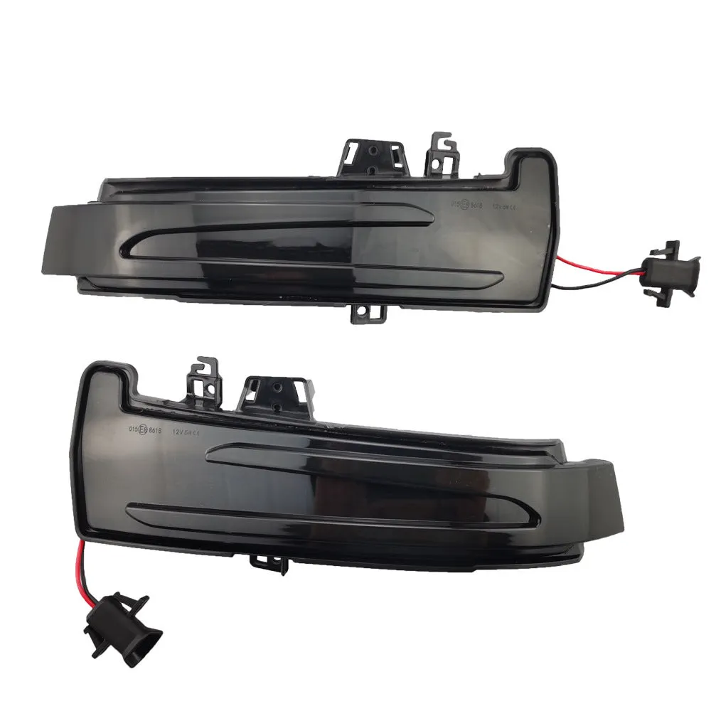 Pair of LED turn signal lights for car rearview mirror in yellow and blue double light, ABS material