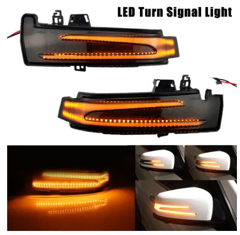Pair of LED turn signal lights for car rearview mirror in yellow and blue double light, ABS material