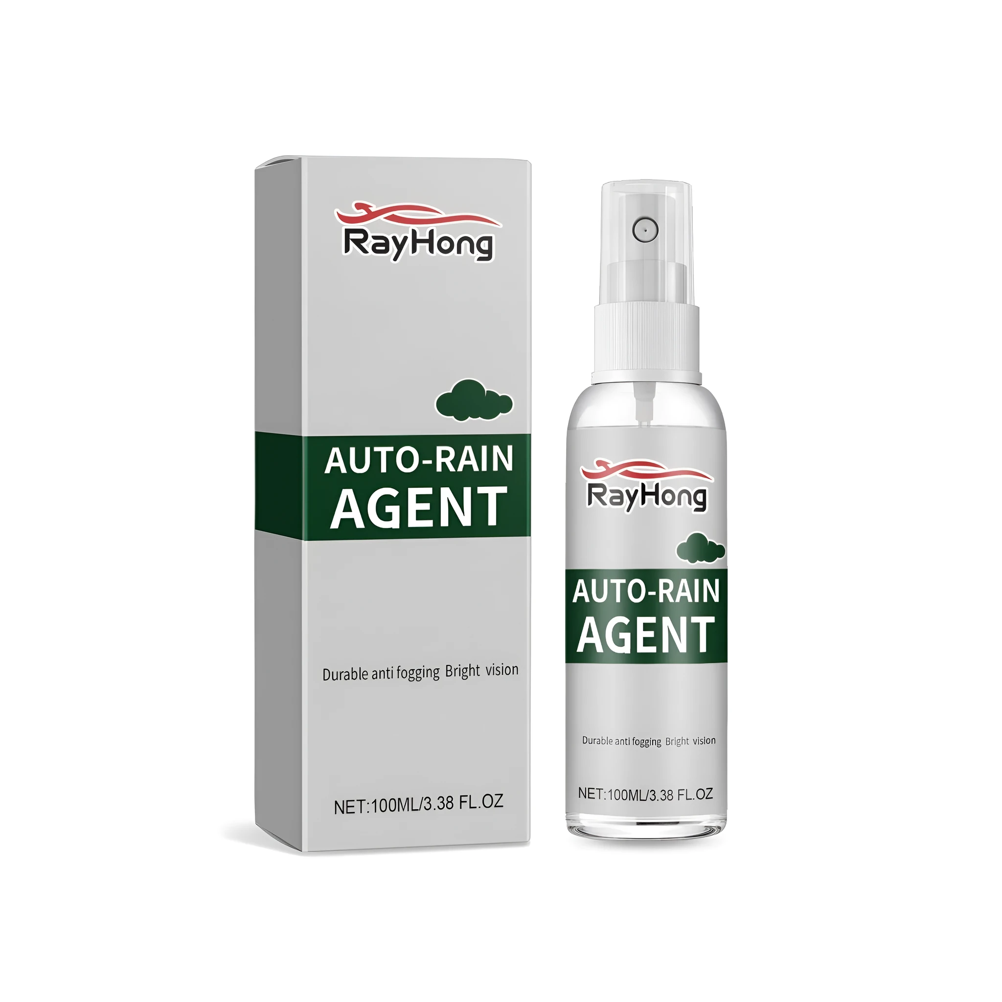 Car windshield cleaner coating agent in a 100ml bottle with applicator for rain repellent glass treatment.