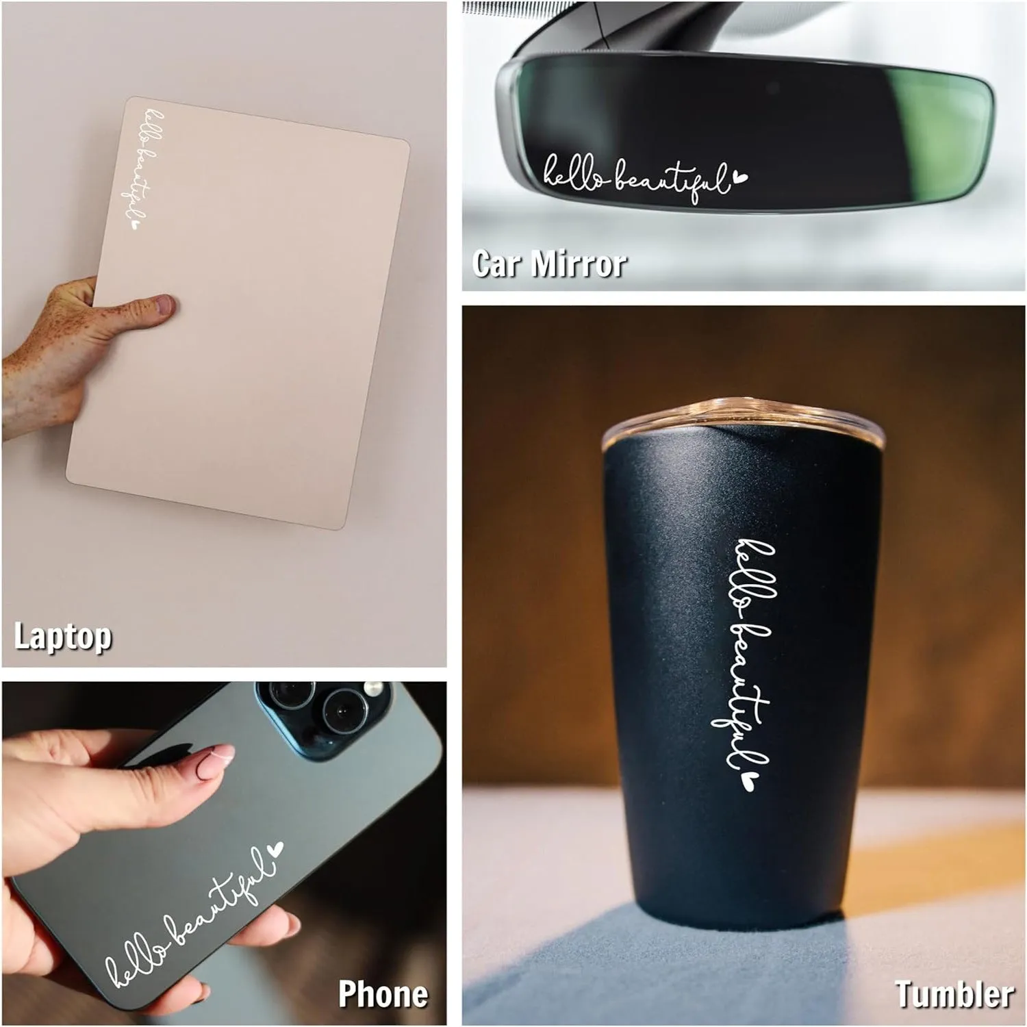 Car rearview mirror sticker 10cm x 3cm plastic decal in black colour option