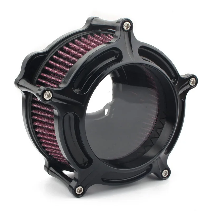 MP09-JJL aluminium air filter cartridge in assorted colours: black, red, blue, and electroplated finishes.