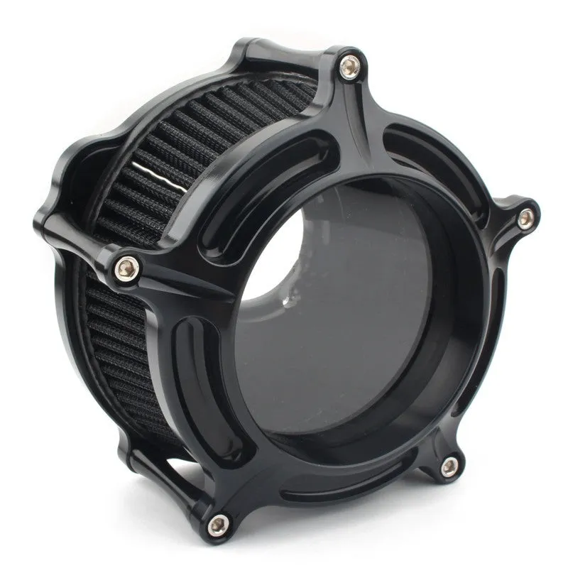 MP09-JJL aluminium air filter cartridge in assorted colours: black, red, blue, and electroplated finishes.