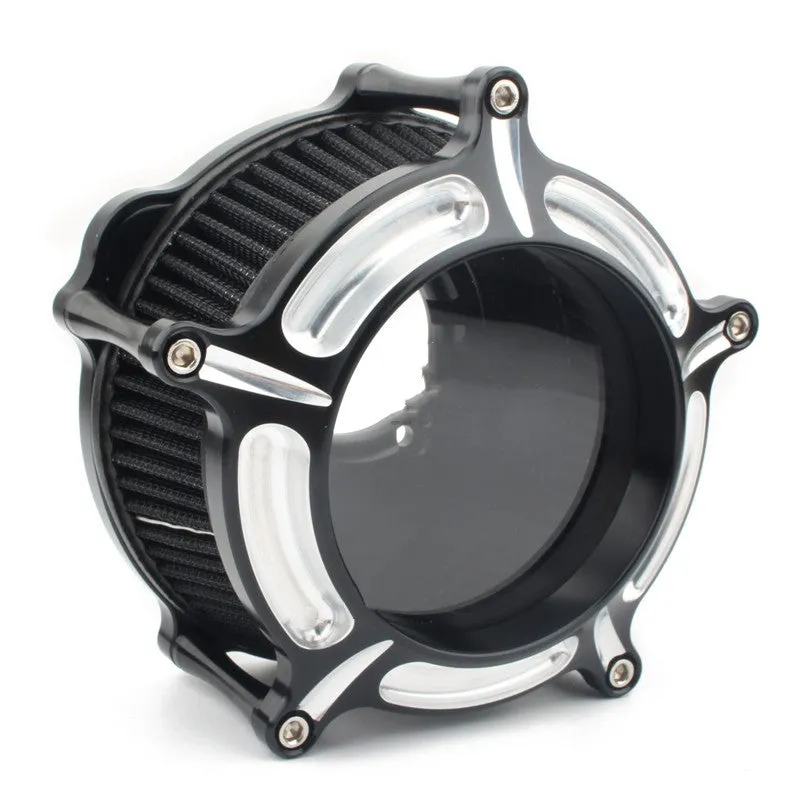 MP09-JJL aluminium air filter cartridge in assorted colours: black, red, blue, and electroplated finishes.