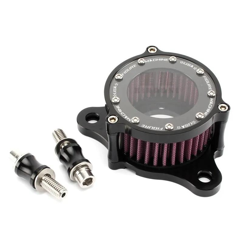 CNC aluminium retro motorcycle air filter with transparent glass panel for Harley Davidson Sportster