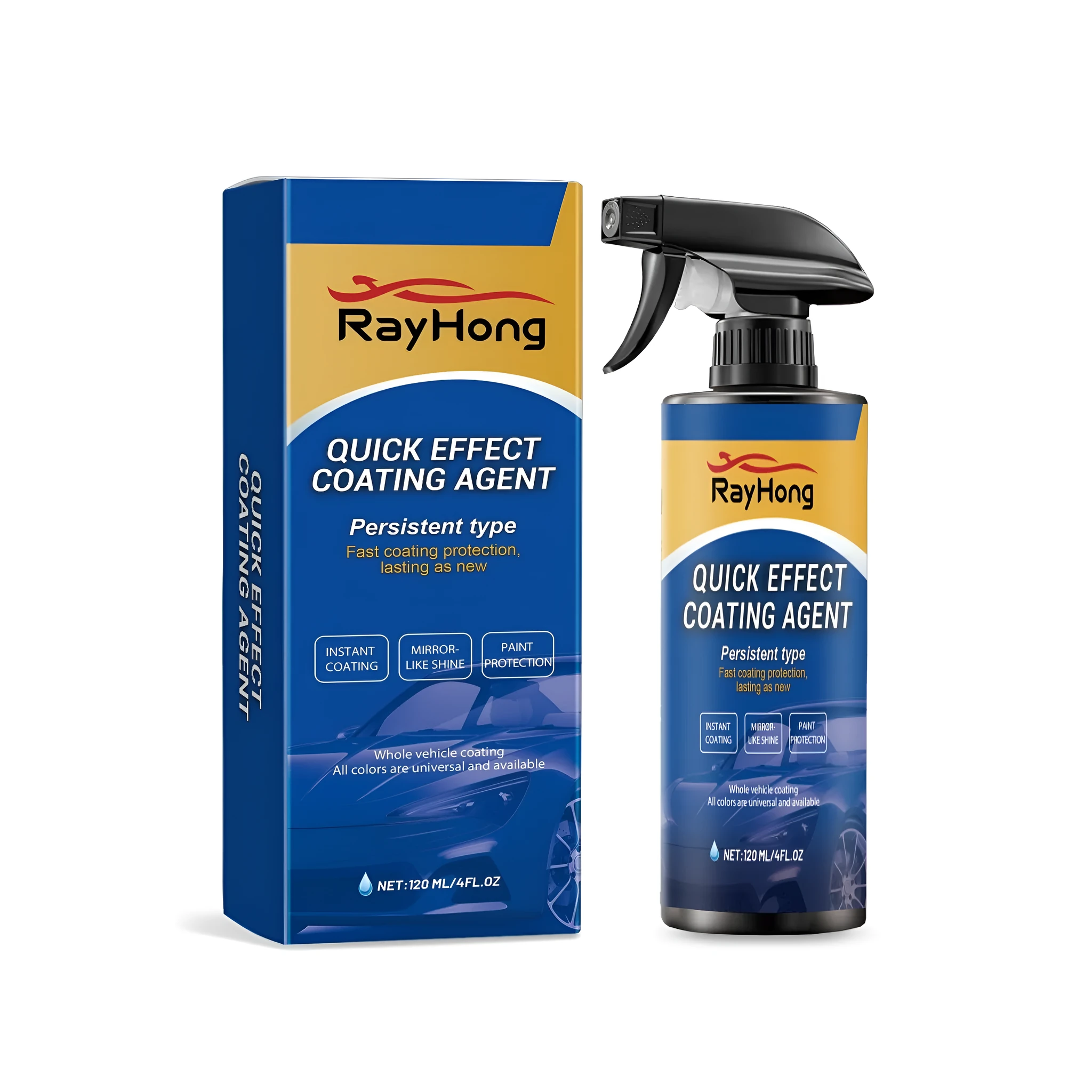 Quick Effect Coating Agent 120ml spray bottle on a white background, 7.5 x 5.8 x 11.3 cm