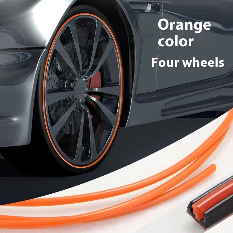 PVC car wheel hub decorative strip protective ring in black fitted on a car rim