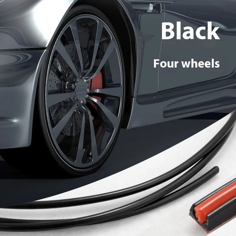 PVC car wheel hub decorative strip protective ring in black fitted on a car rim