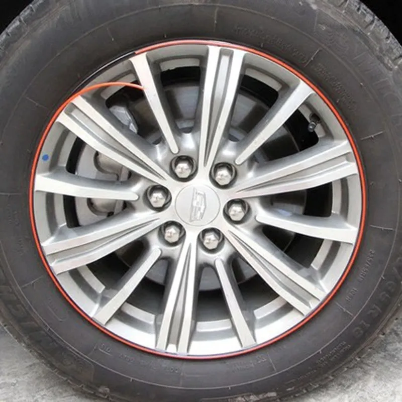 PVC car wheel hub decorative strip protective ring in black fitted on a car rim