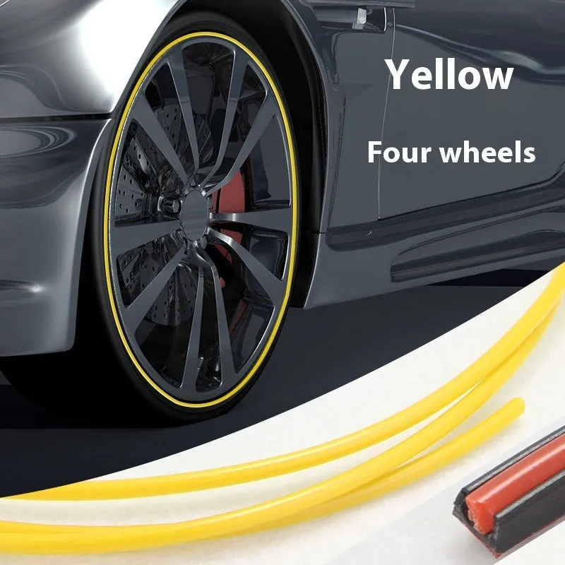 PVC car wheel hub decorative strip protective ring in black fitted on a car rim