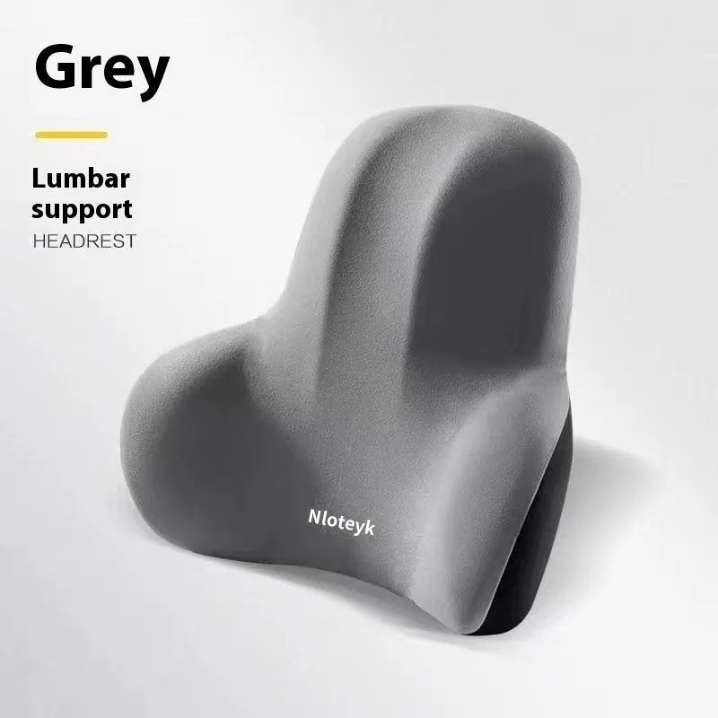 Four Seasons Universal Car Memory Foam Waist Cushion set with headrest lumbar support pillows in black suede
