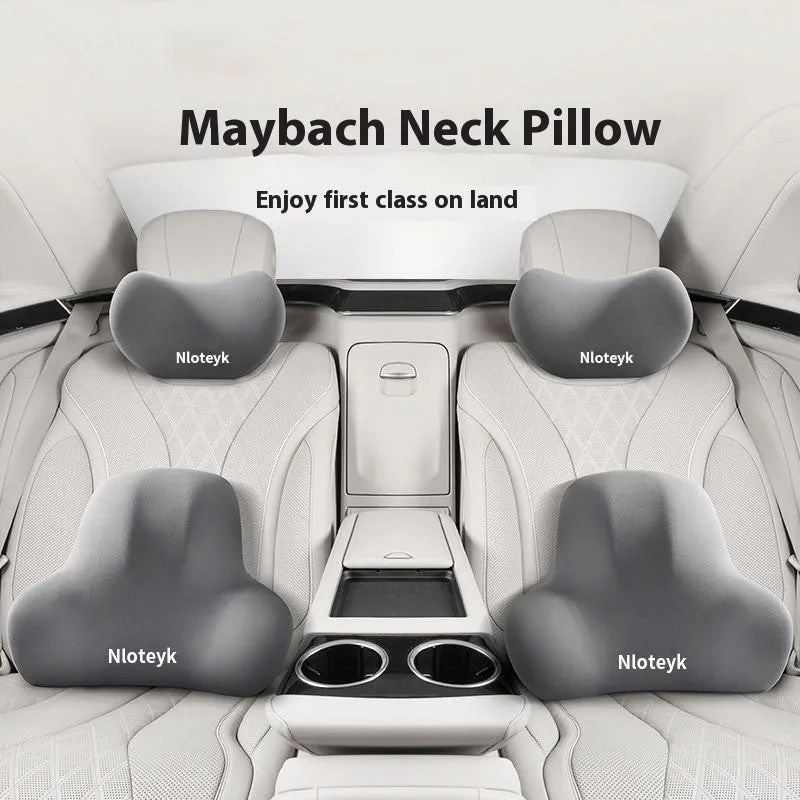 Four Seasons Universal Car Memory Foam Waist Cushion set with headrest lumbar support pillows in black suede