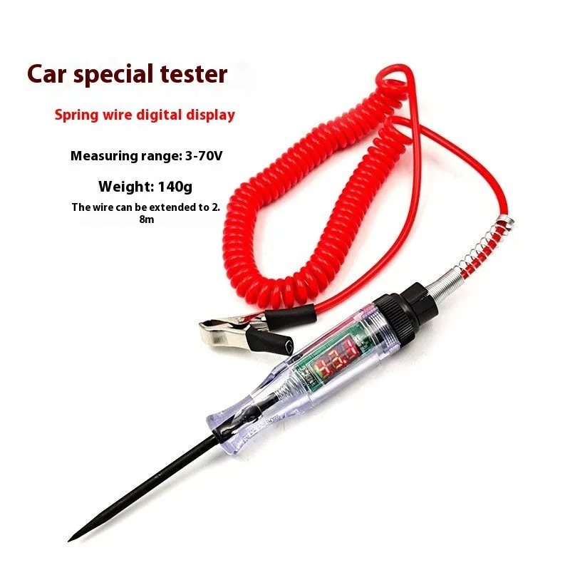 Digital display automotive circuit detection tool with wire leads for testing 6V 12V 24V systems
