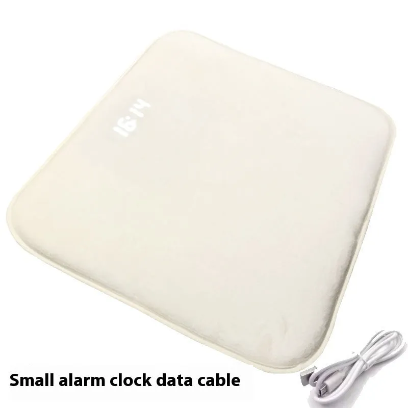 Smart carpet mat alarm clock with cloth velvet surface, 20mm thick, small or large size, dual daily alarms and stand-on deactivation