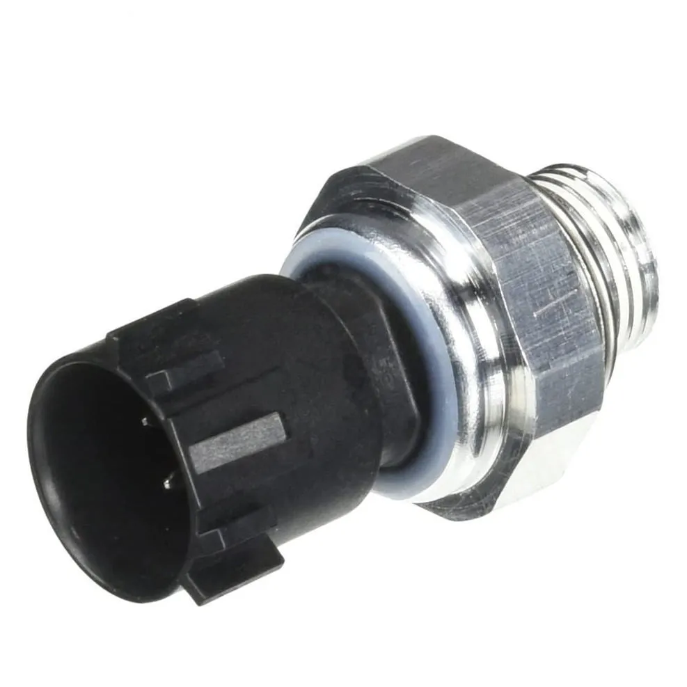 Silver-coloured automobile fuel pressure sensor for engine management systems.