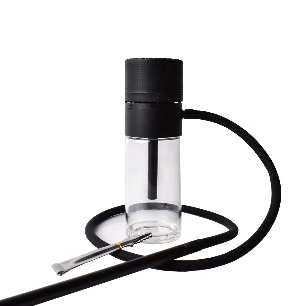 Small portable glass hookah with aluminium body in black, silver gray, red or blue, modern Japanese style
