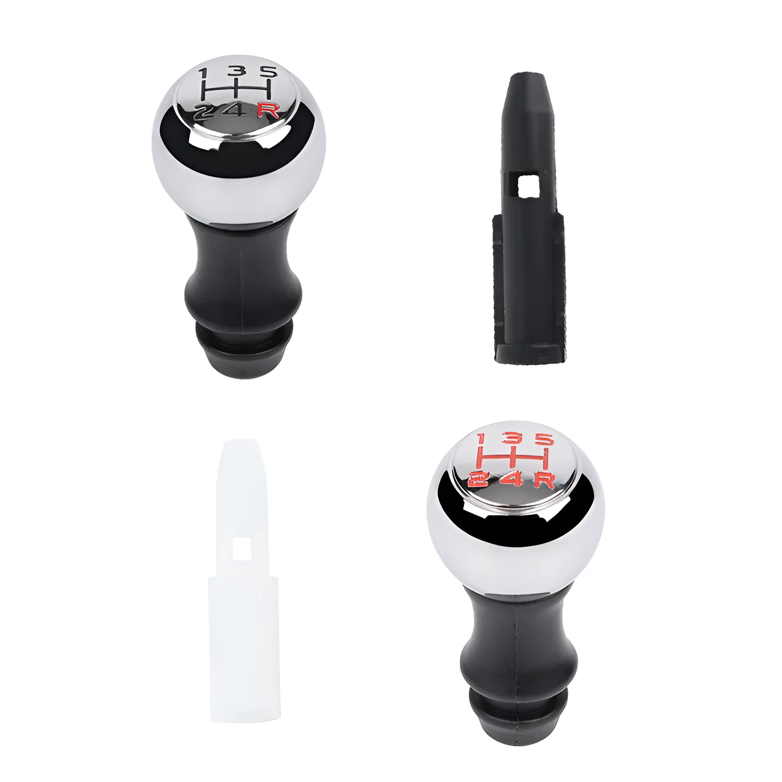 Aluminium alloy and ABS gear controller handball for Peugeot models with black font shift pattern on black background