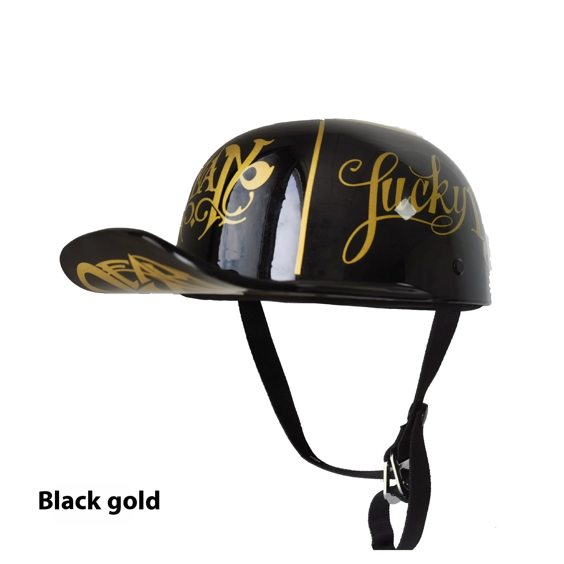 Cruise decoration electric bicycle half helmet in black gold colour, ABS shell, adult size