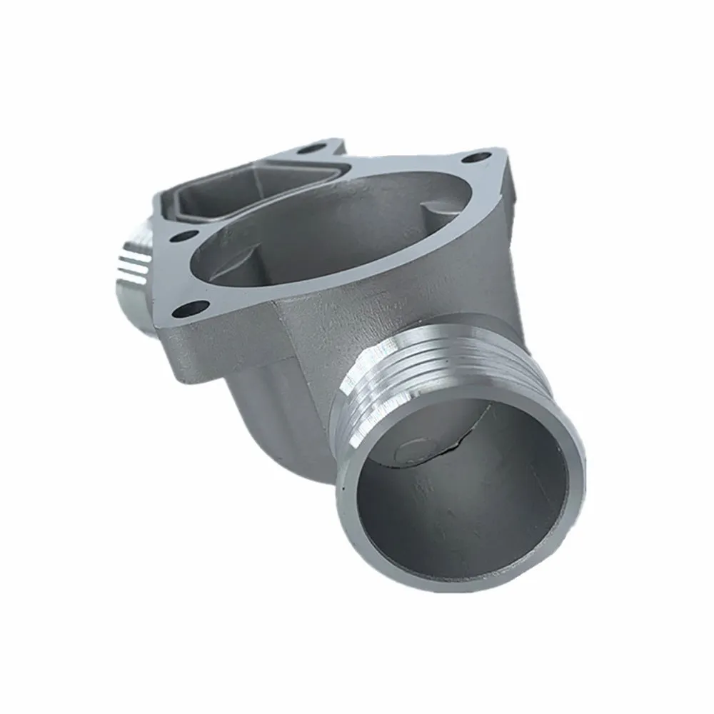 Silver aluminium thermostat housing cover with gasket for BMW engine cooling