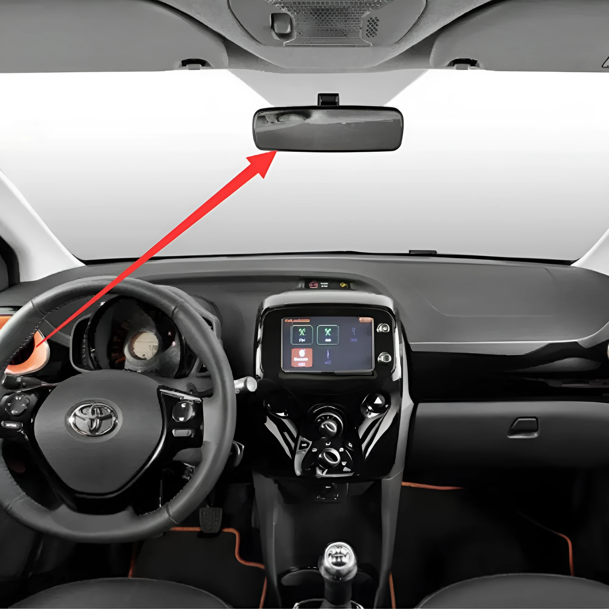 Black glass and plastic rearview mirror for Citroen C1 Peugeot 107 Toyota Aygo indoor fit