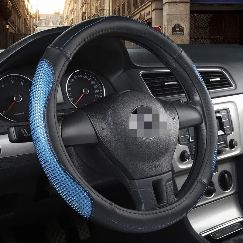 Four Seasons Universal Non-slip Car Steering Wheel Cover, octagonal Crystal leather finish, 38cm