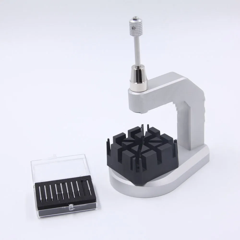 Silver tool steel multi-purpose press strap removal tool for watches and electronics