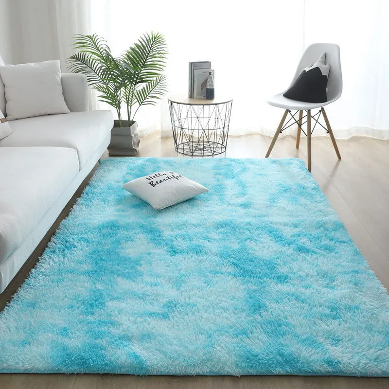Silk hair tie-dyed plush carpet in tie dye beige colour, available in multiple sizes for living room and bedroom floor