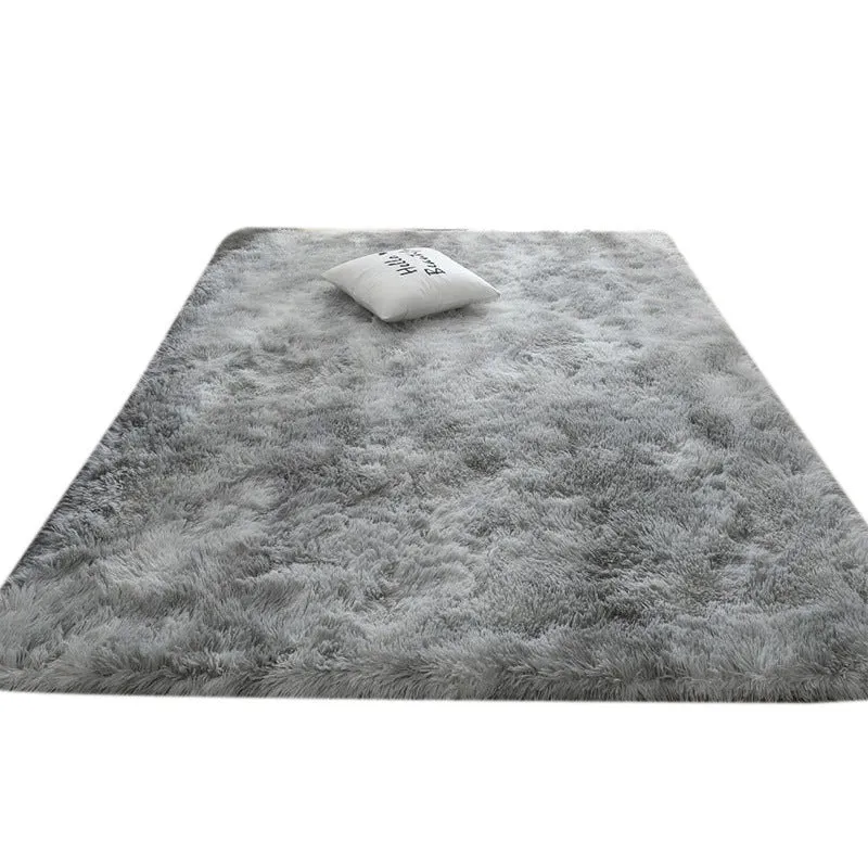 Silk hair tie-dyed plush carpet in tie dye beige colour, available in multiple sizes for living room and bedroom floor