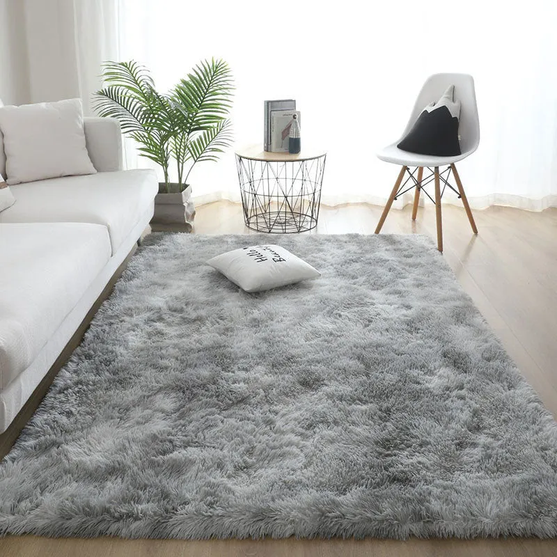 Silk hair tie-dyed plush carpet in tie dye beige colour, available in multiple sizes for living room and bedroom floor
