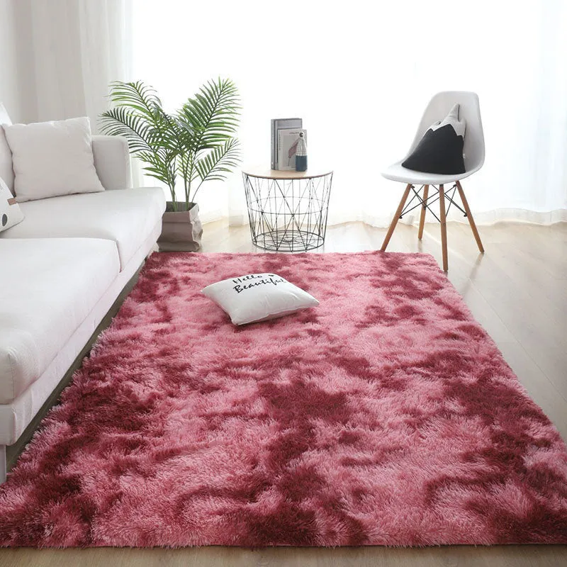 Silk hair tie-dyed plush carpet in tie dye beige colour, available in multiple sizes for living room and bedroom floor