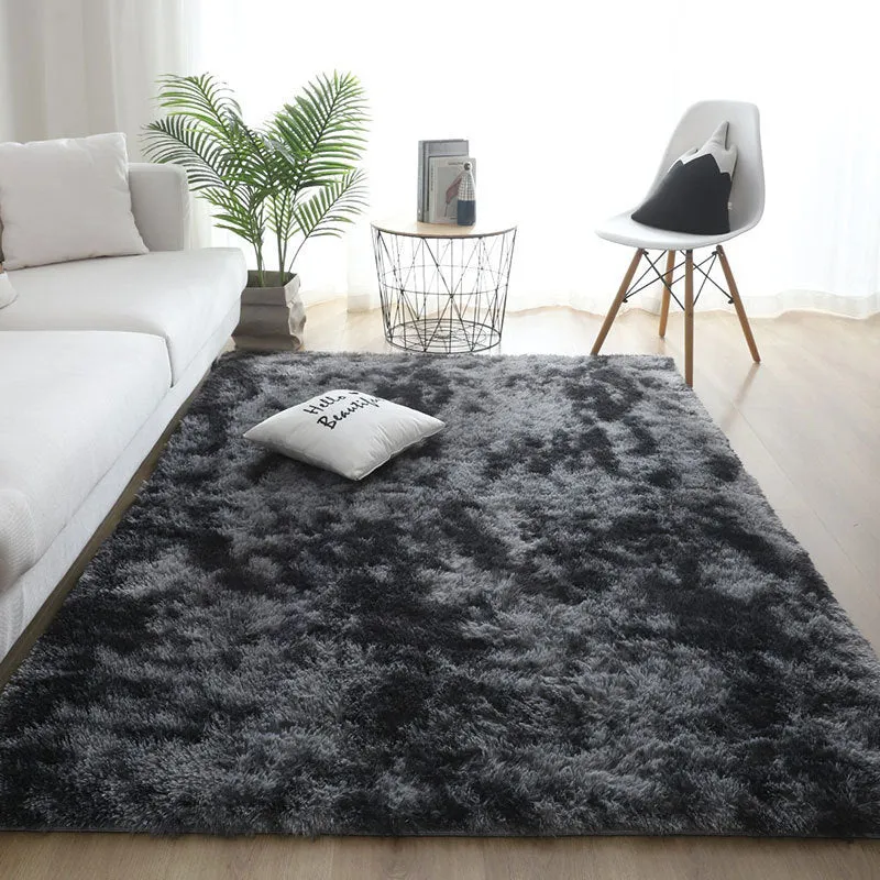 Silk hair tie-dyed plush carpet in tie dye beige colour, available in multiple sizes for living room and bedroom floor