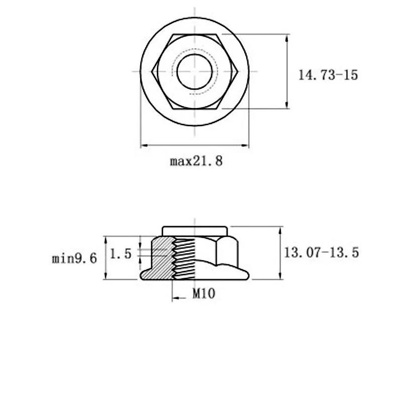 304 stainless steel flange nylon locking nut with hexagonal flats and integrated flange base, shown in metric sizes M3 to M16