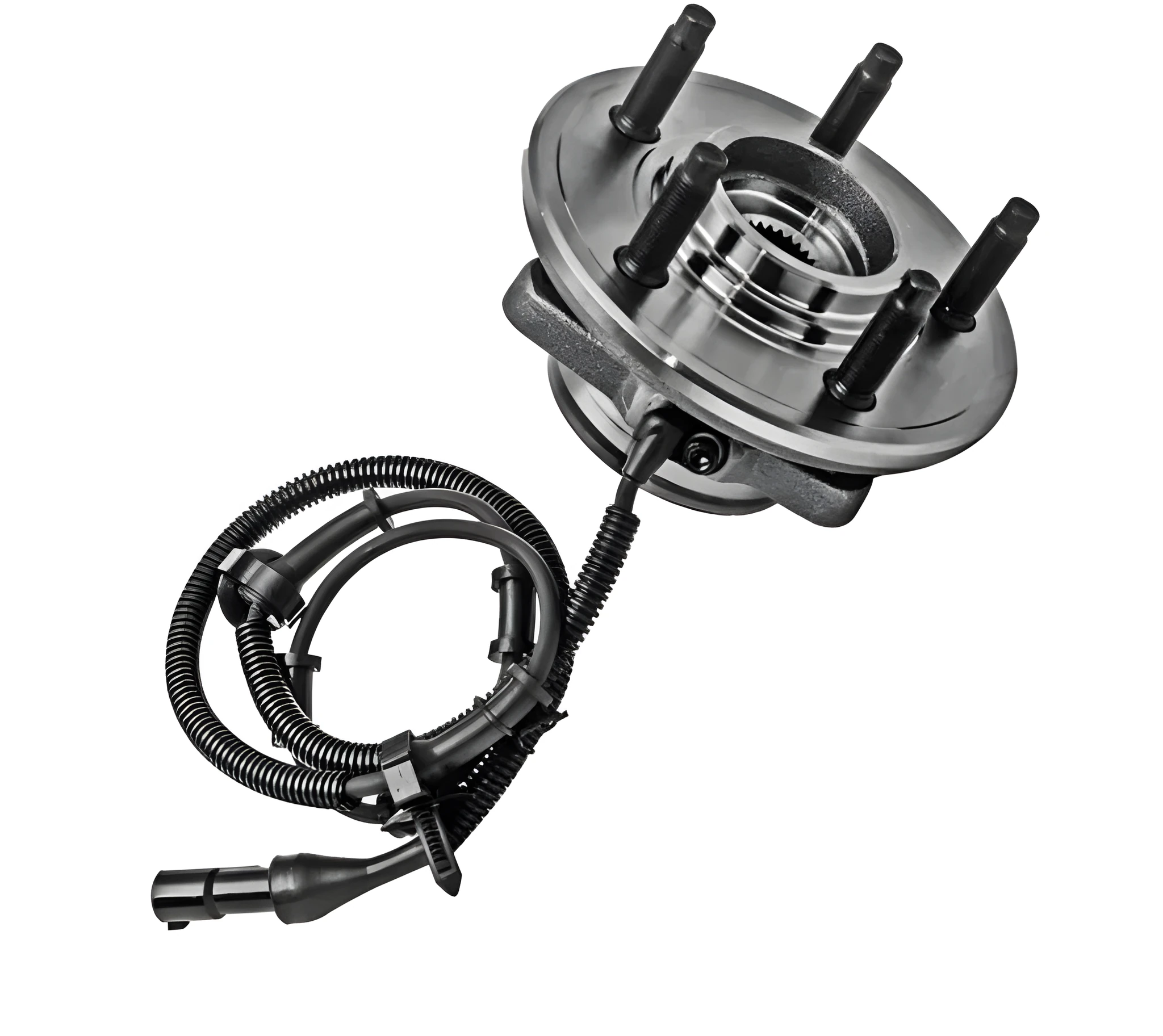 Black bearing steel wheel hub and bearing assembly for Ford Explorer with accessory numbers 515050 and BR930456