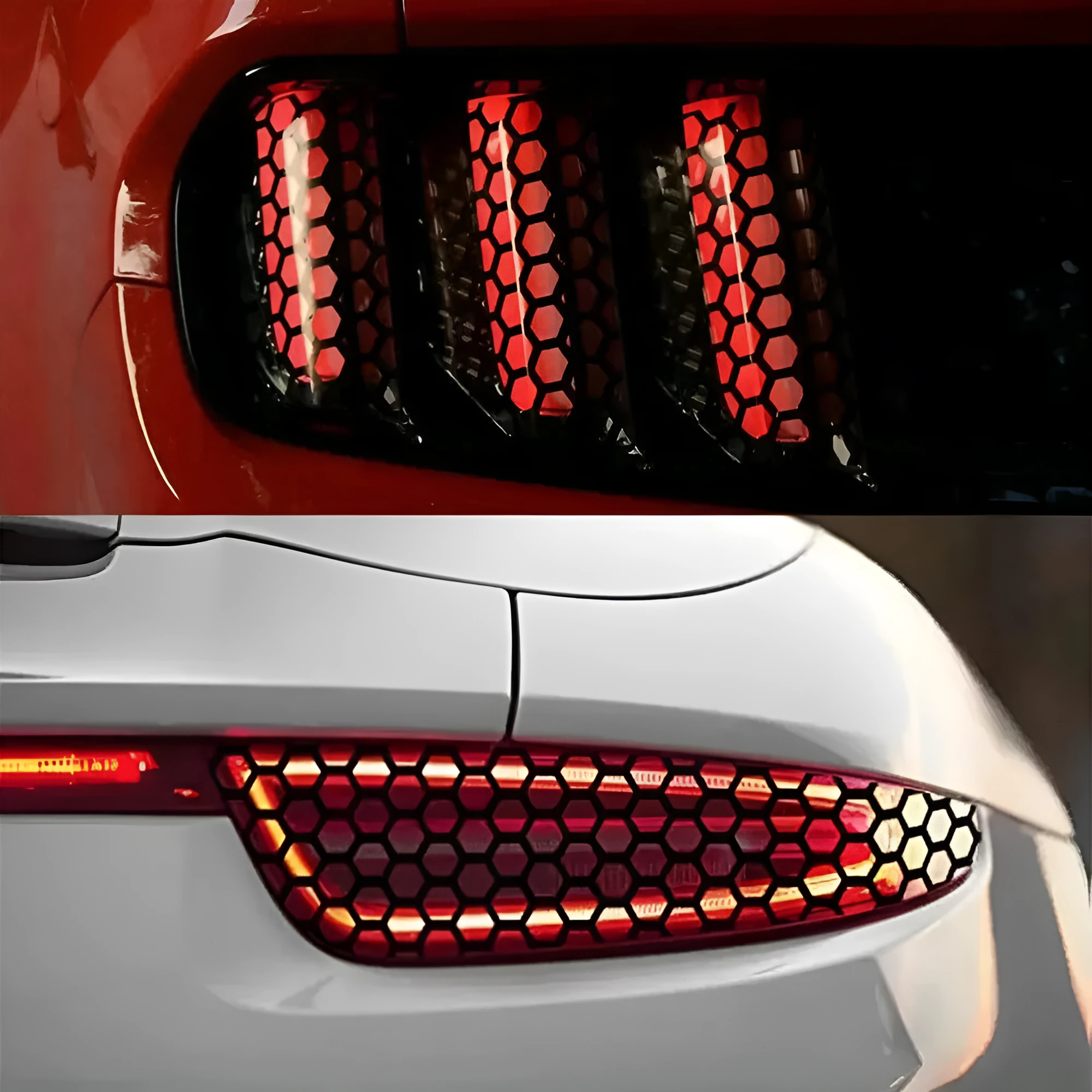 Car taillight honeycomb shape creative sticker film 48x30cm in bright black finish