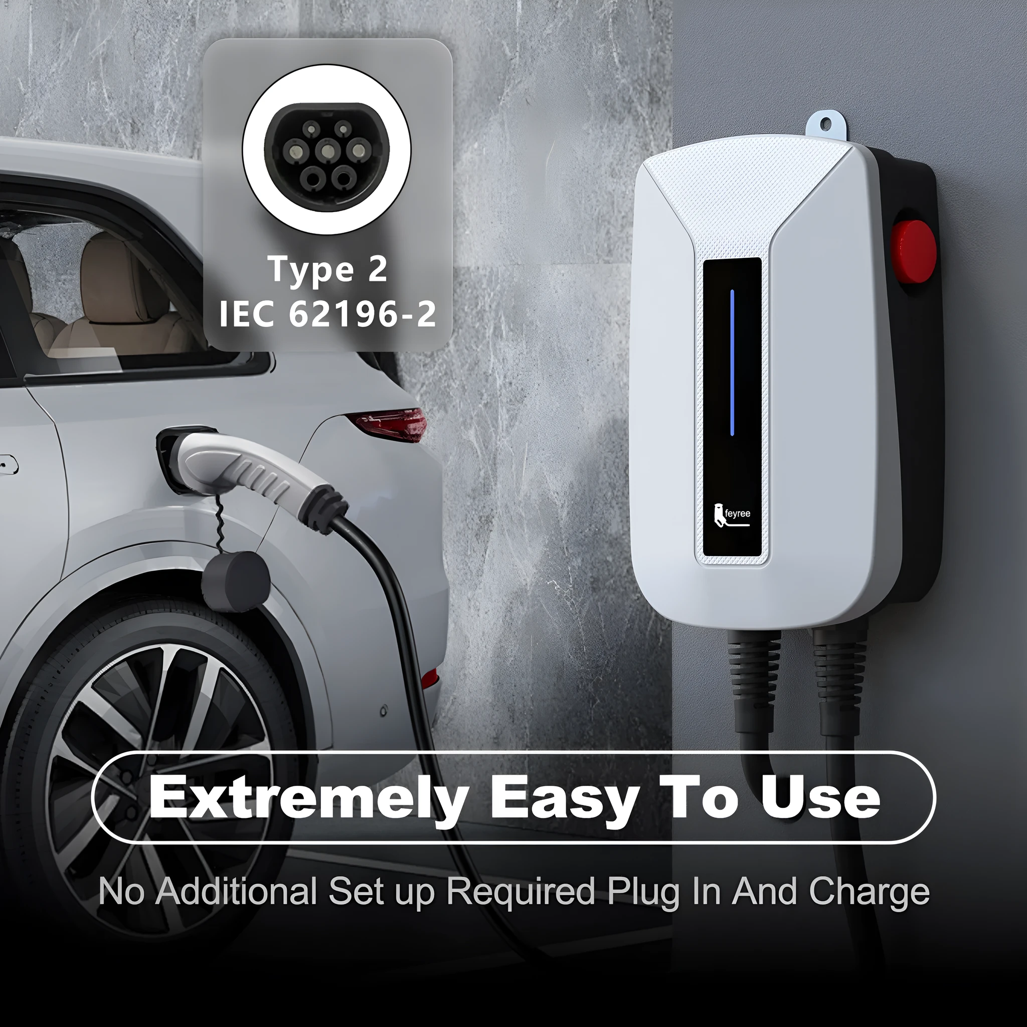 7KW universal fast charging gun for new energy vehicle AC home charging pile with European standard plug and 5m gun line