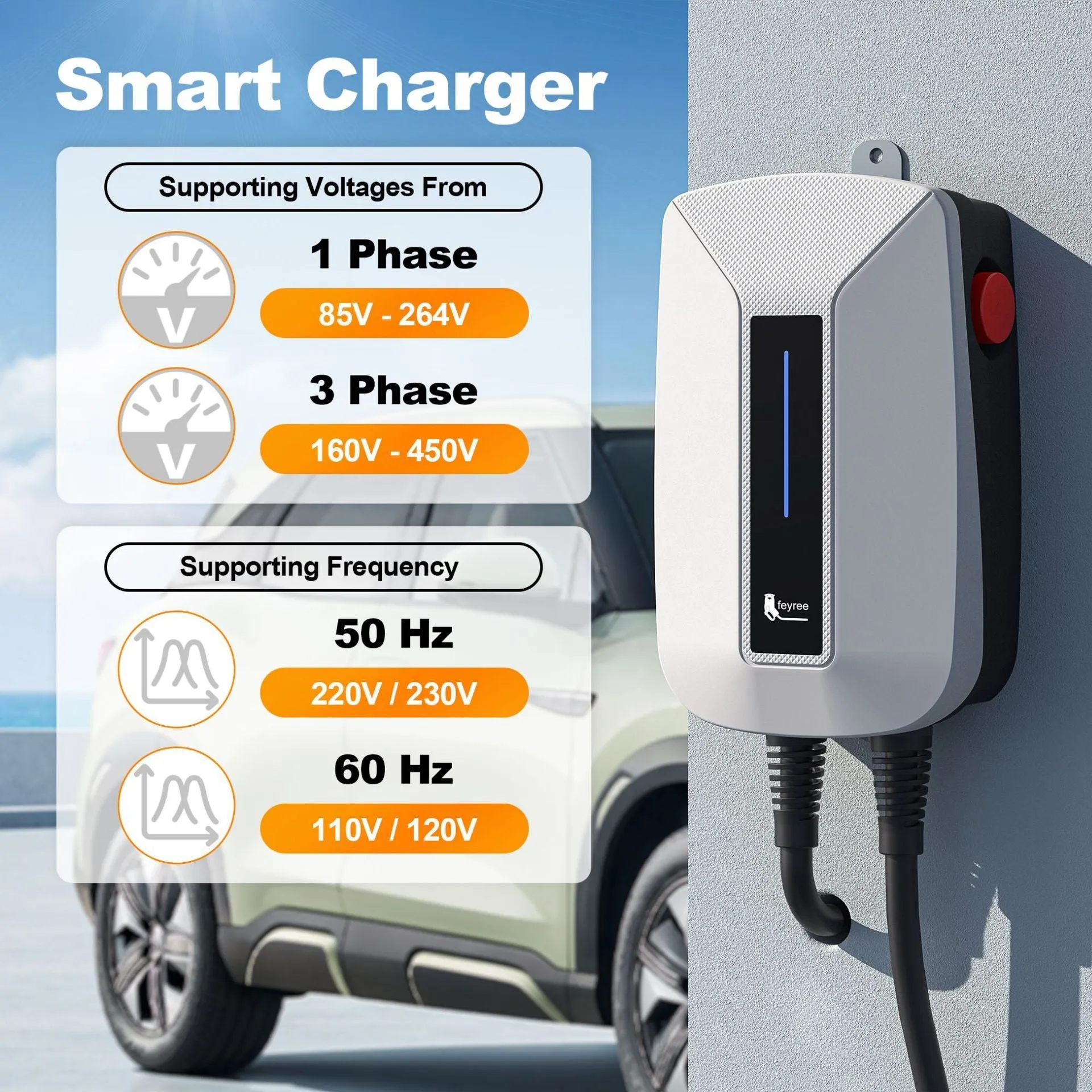 7KW universal fast charging gun for new energy vehicle AC home charging pile with European standard plug and 5m gun line