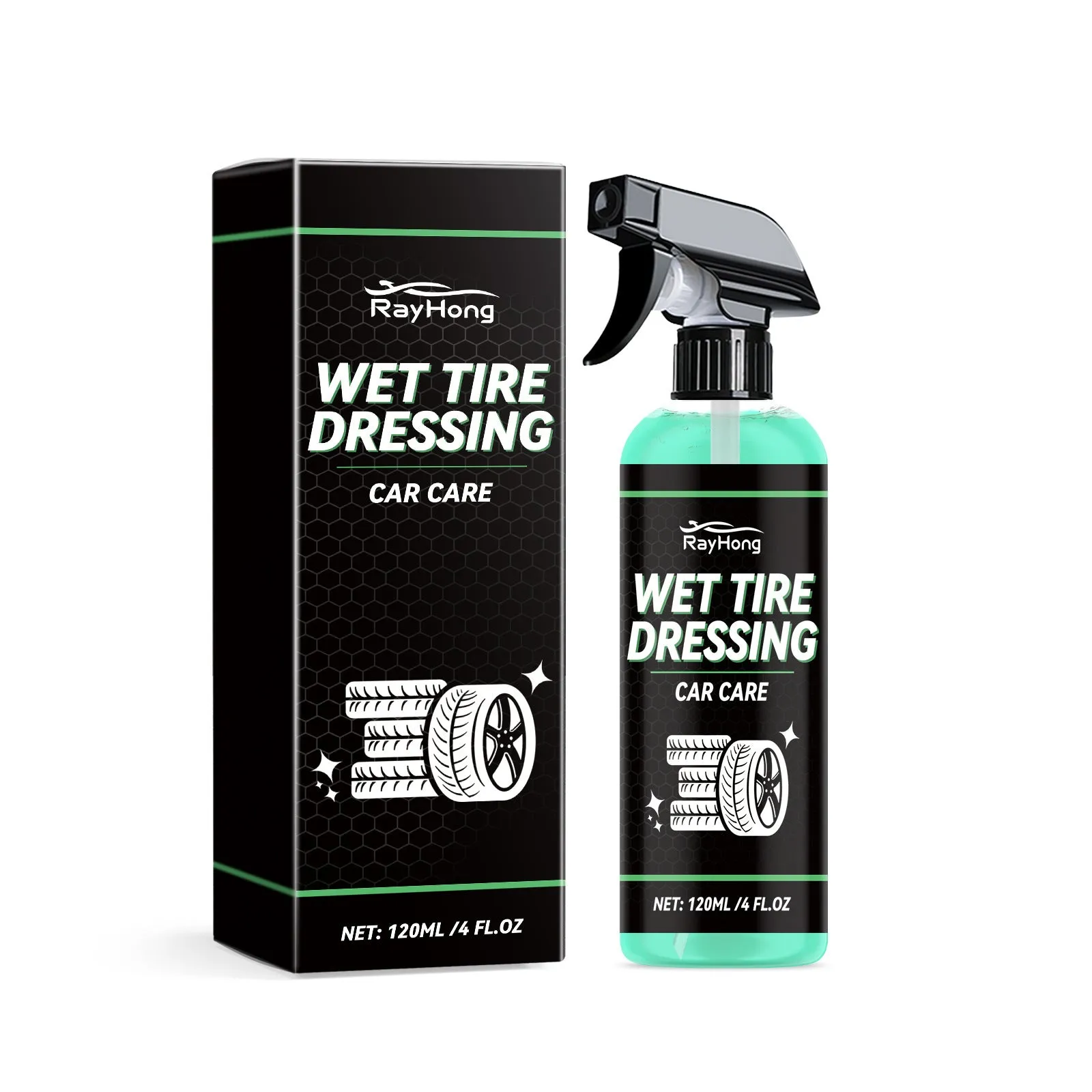 Car tyre protectant 120ml bottle with silicone oil formula for rubber conditioning and decontamination